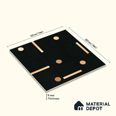 Moroccan Wall & Floor Tile TL 08016 Rockveil Grey Black 1 ft x 1 ft Porcelain Matte Finish - 9 mm | Suitable for Bathroom, Kitchen, Balcony | Please Expect a Slight Variation of Pattern