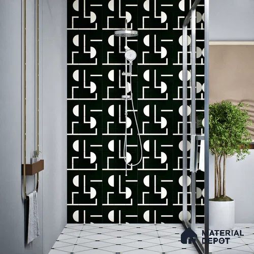 Faux Subway Tile TL 08017  Jasper Loom Black 1 ft x 1 ft Ceramic Matte Finish - 9 mm | Suitable For Kitchen, Bathroom | Please Expect a Slight Variation of Pattern