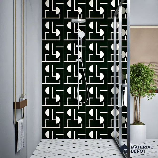 Faux Subway Tile TL 08017 Jasper Loom Black 1 ft x 1 ft Ceramic Matte Finish - 9 mm | Suitable For Kitchen, Bathroom | Please Expect a Slight Variation of Pattern