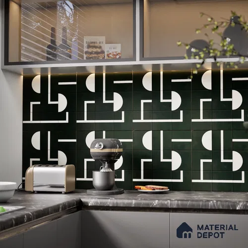 Faux Subway Tile TL 08017 Jasper Loom Black 1 ft x 1 ft Ceramic Matte Finish - 9 mm | Suitable For Kitchen, Bathroom | Please Expect a Slight Variation of Pattern