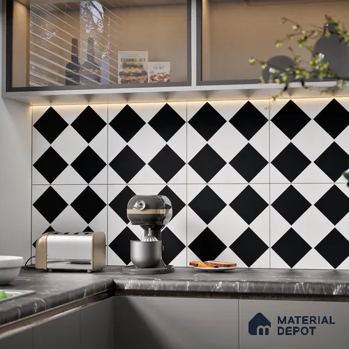 Moroccan Wall & Floor Tile TL 08018 Monochrome Timbermist 1 ft x 1 ft Ceramic Matte Finish - 9 mm | Suitable for Bathroom, Kitchen, Entryway | Please Expect a Slight Variation of Pattern