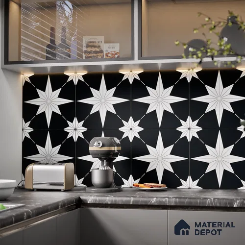 Moroccan Wall & Floor Tile TL 08019 Monochrome Canyon 1 ft x 1 ft Ceramic Matte Finish - 9 mm | Suitable for Bathroom, Kitchen, Entryway | Please Expect a Slight Variation of Pattern