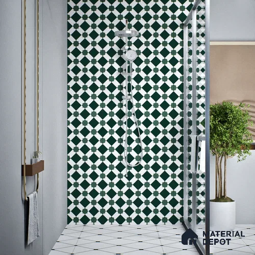 Moroccan Wall & Floor Tile TL 08020 Graphite Rise Black 1 ft x 1 ft Ceramic Matte Finish - 9 mm | Suitable for Bathroom, Kitchen, Balcony | Please Expect a Slight Variation of Pattern