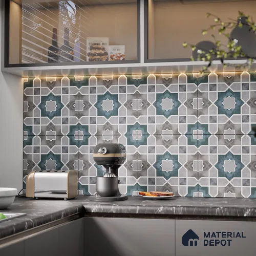 Moroccan Wall & Floor Tile TL 08021 Grey 1 ft x 1 ft Ceramic Matte Finish - 9 mm | Suitable for Bathroom, Kitchen, Balcony | Please Expect a Slight Variation of Pattern