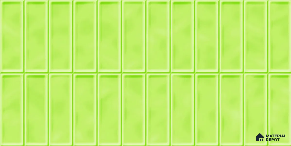 Faux Subway Tile TL 08028 B Coolbloom Green 2 ft x 1 ft Ceramic Glossy Finish - 9 mm | Suitable for Bathroom & Kitchen | Please Expect a Slight Variation of Pattern