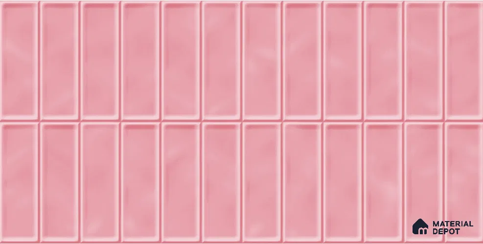 Faux Subway Tile TL 08029 B  Petaltrail Pink 2 ft x 1 ft Ceramic Glossy Finish - 9 mm | Suitable for Bathroom & Kitchen | Please Expect a Slight Variation of Pattern