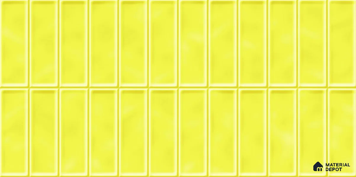 Faux Subway Tile TL 08030 B Amberline Yellow 2 ft x 1 ft Ceramic Glossy Finish - 9 mm | Suitable for Bathroom & Kitchen | Please Expect a Slight Variation of Pattern