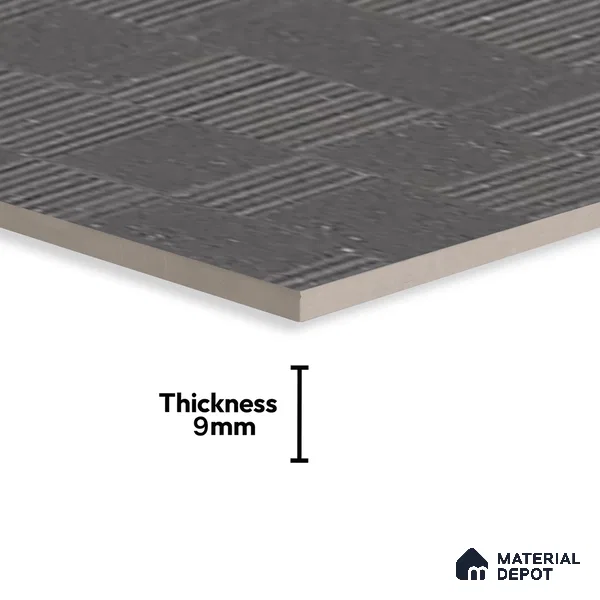 Highlighter Wall Tile TL 08031 H Saga Charcoal Barcode 4 ft x 2 ft Vitrified Matte Finish - 9 mm | Suitable For Bathroom, Accent/Feature Wall, Dining Area