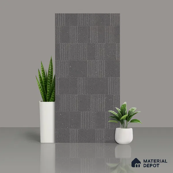 Highlighter Wall Tile TL 08031 H Saga Charcoal Barcode 4 ft x 2 ft Vitrified Matte Finish - 9 mm | Suitable For Bathroom, Accent/Feature Wall, Dining Area
