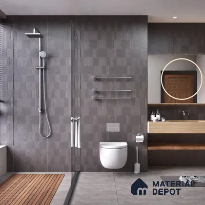 Highlighter Wall Tile TL 08031 H Saga Charcoal Barcode 4 ft x 2 ft Vitrified Matte Finish - 9 mm | Suitable For Bathroom, Accent/Feature Wall, Dining Area