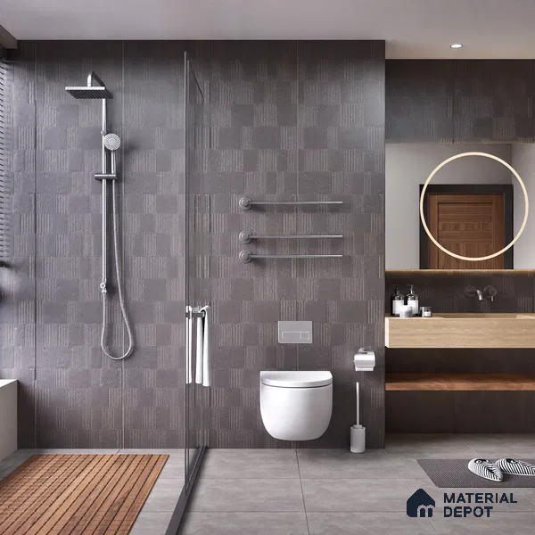 Highlighter Wall Tile TL 08031 H Saga Charcoal Barcode 4 ft x 2 ft Vitrified Matte Finish - 9 mm | Suitable For Bathroom, Accent/Feature Wall, Dining Area
