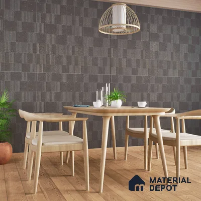 Highlighter Wall Tile TL 08031 H Saga Charcoal Barcode 4 ft x 2 ft Vitrified Matte Finish - 9 mm | Suitable For Bathroom, Accent/Feature Wall, Dining Area