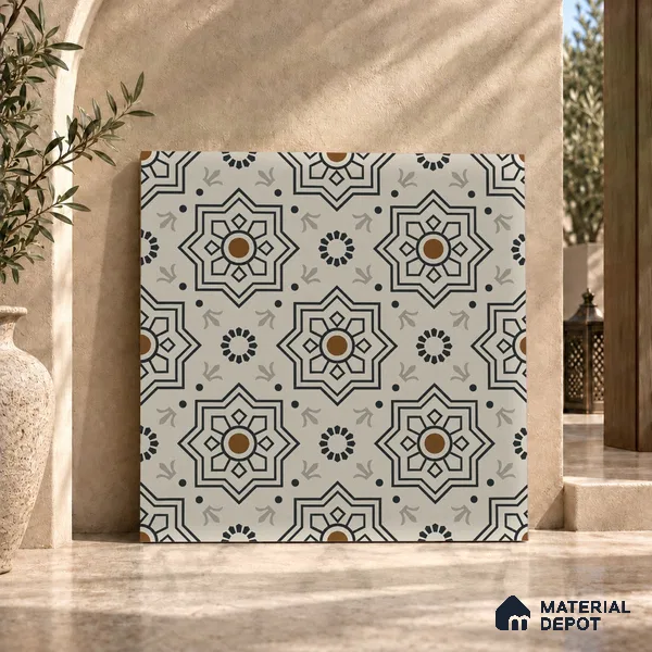 Moroccan Tile TL 08032 B Seoni Beige Beige 2 ft x 2 ft Vitrified Matte Finish - 9 mm | Suitable For Kitchen Backsplash, Balcony, Dining Area | Please Expect a Slight Variation of Pattern