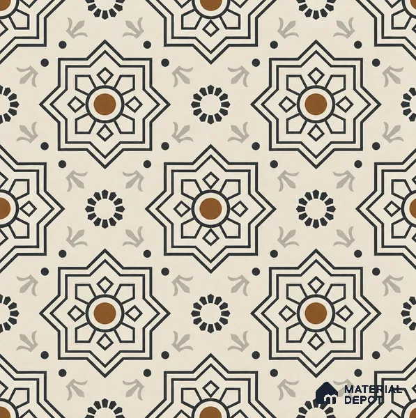 Moroccan Tile TL 08032 B Seoni Beige Beige 2 ft x 2 ft Vitrified Matte Finish - 9 mm | Suitable For Kitchen Backsplash, Balcony, Dining Area | Please Expect a Slight Variation of Pattern