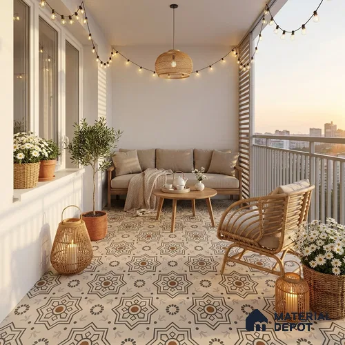 Moroccan Tile TL 08032 B Seoni Beige Beige 2 ft x 2 ft Vitrified Matte Finish - 9 mm | Suitable For Kitchen Backsplash, Balcony, Dining Area | Please Expect a Slight Variation of Pattern