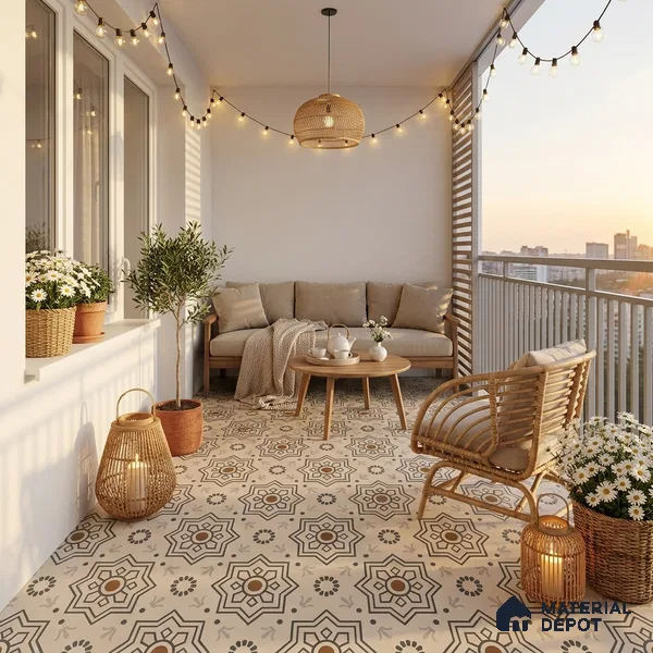 Moroccan Tile TL 08032 B Seoni Beige Beige 2 ft x 2 ft Vitrified Matte Finish - 9 mm | Suitable For Kitchen Backsplash, Balcony, Dining Area | Please Expect a Slight Variation of Pattern