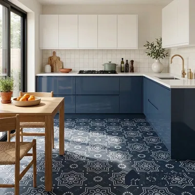 Moroccan Tile TL 08032 Seoni Black Black 2 ft x 2 ft Vitrified Matte Finish - 9 mm | Suitable For Kitchen Backspash, Accent/Feature Wall, Dining Area | Please Expect a Slight Variation of Pattern