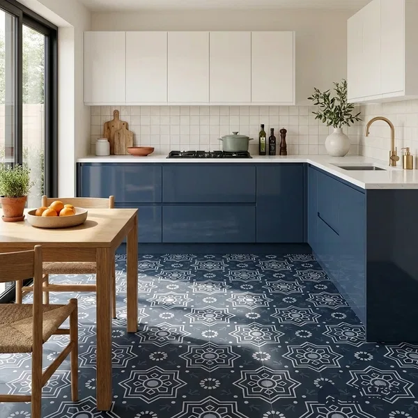 Moroccan Tile TL 08032 Seoni Black Black 2 ft x 2 ft Vitrified Matte Finish - 9 mm | Suitable For Kitchen Backspash, Accent/Feature Wall, Dining Area | Please Expect a Slight Variation of Pattern