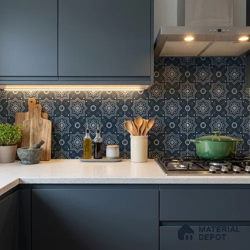 Moroccan Tile TL 08032 Seoni Black Black 2 ft x 2 ft Vitrified Matte Finish - 9 mm | Suitable For Kitchen Backspash, Accent/Feature Wall, Dining Area | Please Expect a Slight Variation of Pattern