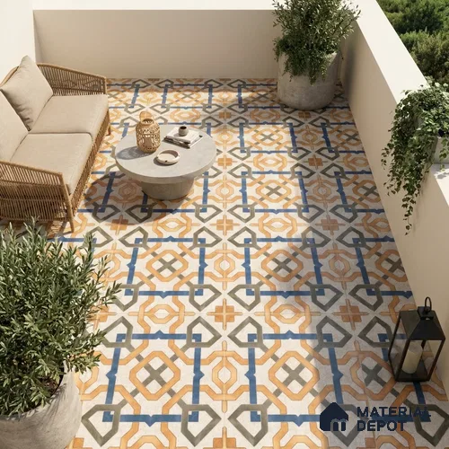 Moroccan Tile TL 08034 Grunge Orange Orange 2 ft x 2 ft Vitrified Matte Finish - 9 mm | Suitable For Kitchen, Accent/Feature Wall, Balcony | Please Expect a Slight Variation of Pattern