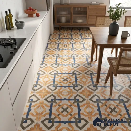 Moroccan Tile TL 08034 Grunge Orange Orange 2 ft x 2 ft Vitrified Matte Finish - 9 mm | Suitable For Kitchen, Accent/Feature Wall, Balcony | Please Expect a Slight Variation of Pattern | Image 03