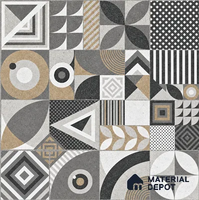 Moroccan Tile TL 08035 Linton Decor Grey 2 ft x 2 ft Vitrified Matte Finish - 9 mm | Suitable For Kitchen, Accent/Feature Wall, Dining Area | Please Expect a Slight Variation of Pattern