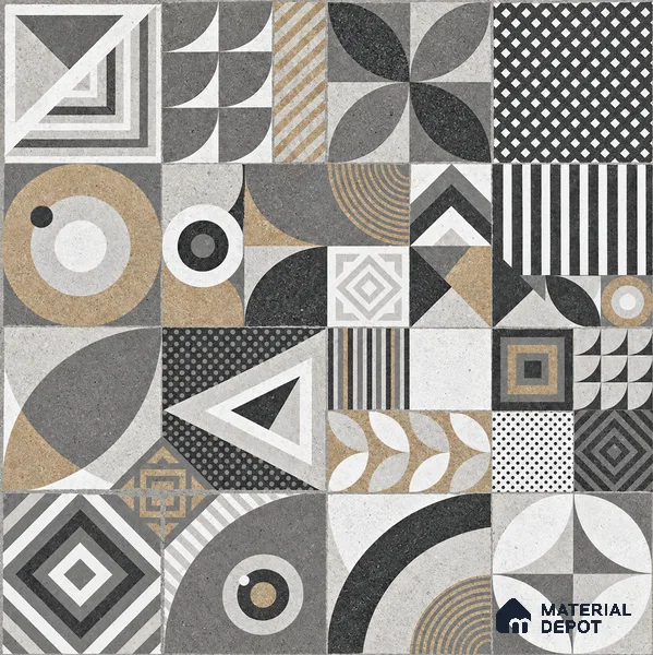 Moroccan Tile TL 08035 Linton Decor Grey 2 ft x 2 ft Vitrified Matte Finish - 9 mm | Suitable For Kitchen, Accent/Feature Wall, Dining Area | Please Expect a Slight Variation of Pattern
