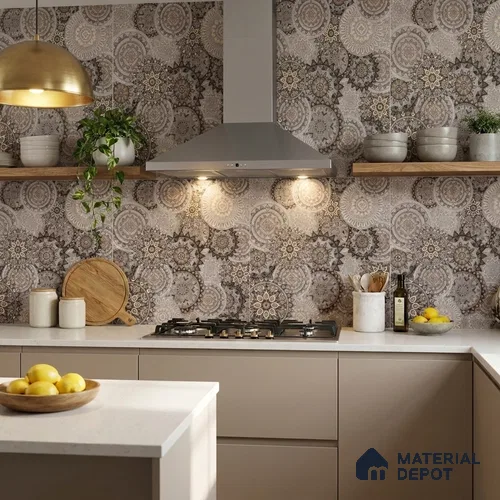 Moroccan Tile TL 08036 Mandla Art Brown Brown 2 ft x 2 ft Vitrified Matte Finish - 9 mm | Suitable For Balcony, Accent/Feature Wall, Dining Area | Please Expect a Slight Variation of Pattern