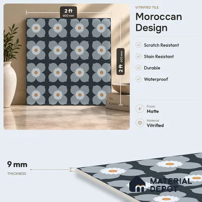 Moroccan Tile TL 08037 Morbid Violet Violet 2 ft x 2 ft Vitrified Matte Finish - 9 mm | Suitable For Kitchen Backsplash, Balcony, Dining Area