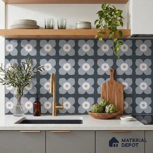 Moroccan Tile TL 08037 Morbid Violet Violet 2 ft x 2 ft Vitrified Matte Finish - 9 mm | Suitable For Kitchen Backsplash, Balcony, Dining Area