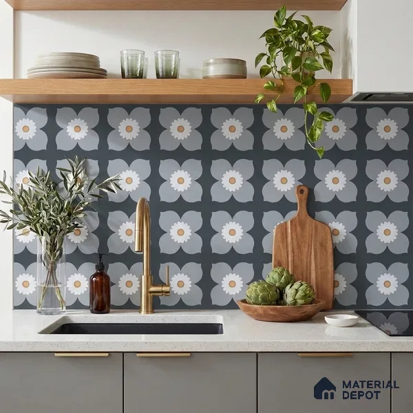 Moroccan Tile TL 08037 Morbid Violet Violet 2 ft x 2 ft Vitrified Matte Finish - 9 mm | Suitable For Kitchen Backsplash, Balcony, Dining Area