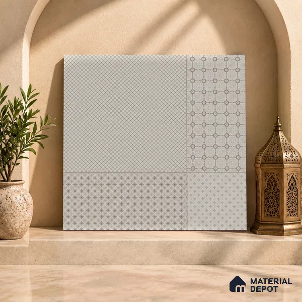 Moroccan Tile TL 08042 Corbi Beige Beige 2 ft x 2 ft Vitrified Matte Finish - 9 mm | Suitable For Balcony, Bathroom, Dining Area | Please Expect a Slight Variation of Pattern