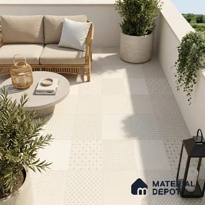 Moroccan Tile TL 08042 Corbi Beige Beige 2 ft x 2 ft Vitrified Matte Finish - 9 mm | Suitable For Balcony, Bathroom, Dining Area | Please Expect a Slight Variation of Pattern