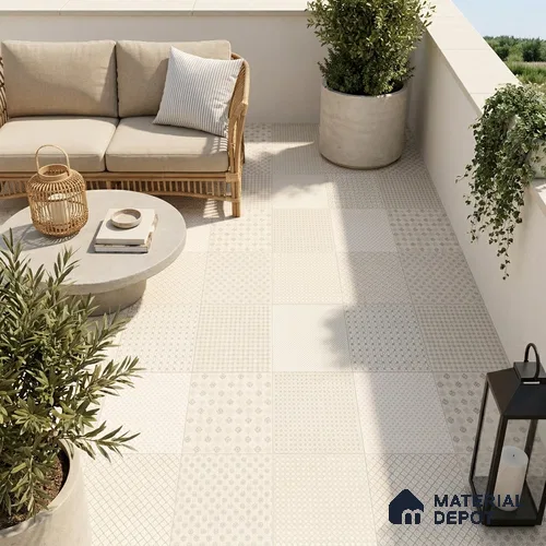 Moroccan Tile TL 08042 Corbi Beige Beige 2 ft x 2 ft Vitrified Matte Finish - 9 mm | Suitable For Balcony, Bathroom, Dining Area | Please Expect a Slight Variation of Pattern