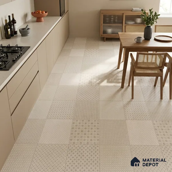 Moroccan Tile TL 08042 Corbi Beige Beige 2 ft x 2 ft Vitrified Matte Finish - 9 mm | Suitable For Balcony, Bathroom, Dining Area | Please Expect a Slight Variation of Pattern