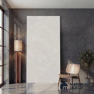 Marble Look Floor & Wall Tile TL 08086 Grigio Chiaro Colourbody 8 ft x 4 ft Vitrified Matte Finish - 9 mm | Adhesive and Spacers Must be Used During Installation