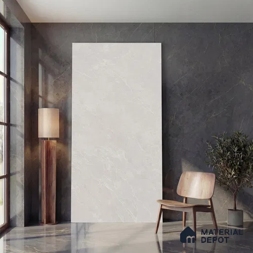 Marble Look Floor & Wall Tile TL 08086 Grigio Chiaro Colourbody 8 ft x 4 ft Vitrified Matte Finish - 9 mm | Adhesive and Spacers Must be Used During Installation