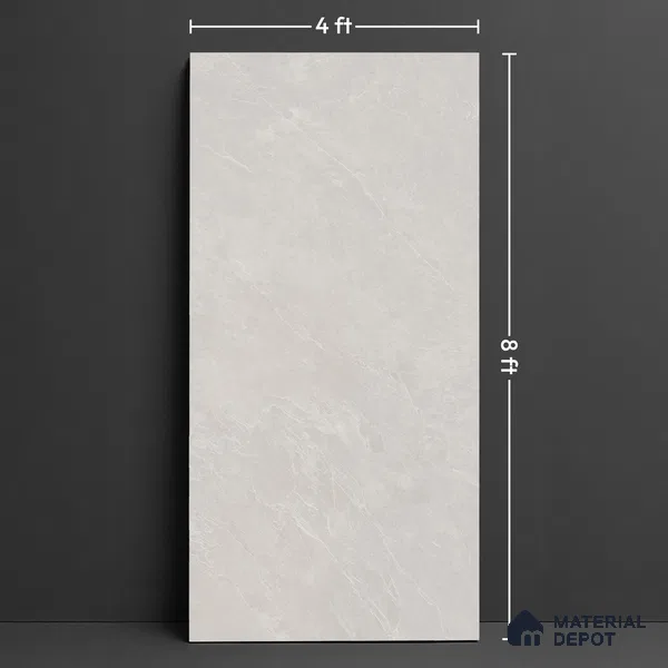 Marble Look Floor & Wall Tile TL 08086 Grigio Chiaro Colourbody 8 ft x 4 ft Vitrified Matte Finish - 9 mm | Adhesive and Spacers Must be Used During Installation