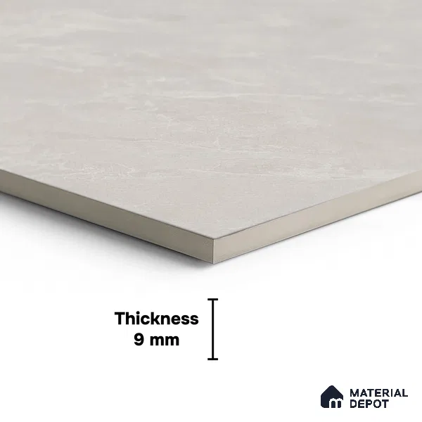 Marble Look Floor & Wall Tile TL 08086 Grigio Chiaro Colourbody 8 ft x 4 ft Vitrified Matte Finish - 9 mm | Adhesive and Spacers Must be Used During Installation