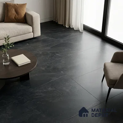 Stone Look Floor & Wall Tile TL 08087 F Archie Nero 6 ft x 4 ft Vitrified Matte Finish - 9 mm | Adhesive and Spacers Must be Used During Installation
