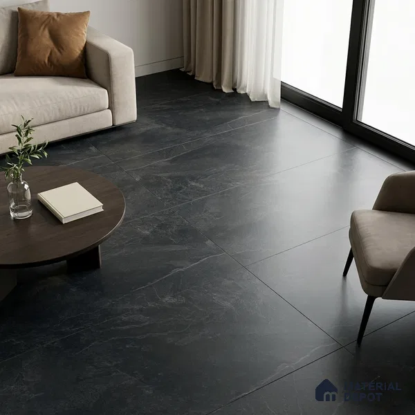 Stone Look Floor & Wall Tile TL 08087 F Archie Nero 6 ft x 4 ft Vitrified Matte Finish - 9 mm | Adhesive and Spacers Must be Used During Installation
