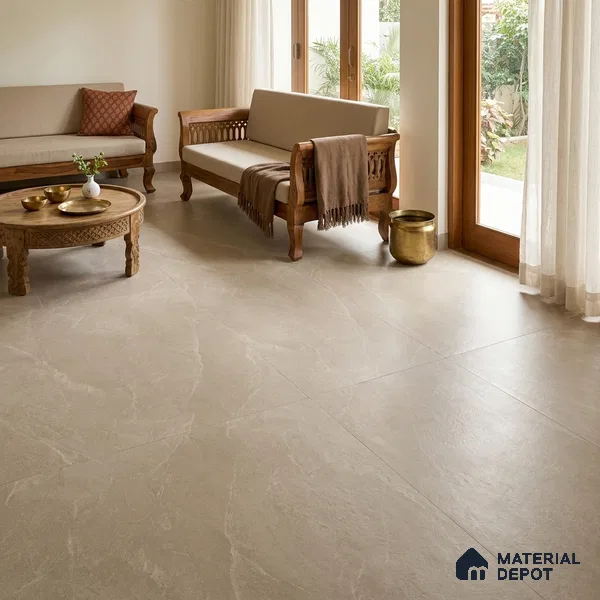 Stone Look Floor & Wall Tile TL 08087 H Archie Beige 6 ft x 4 ft Vitrified Matte Finish - 9 mm | Adhesive and Spacers Must be Used During Installation