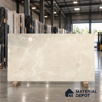 Marble Look Floor & Wall Tile TL 08088 C Alboran Beige Endless 6 ft x 4 ft Vitrified Glossy Finish - 9 mm | Adhesive and Spacers Must be Used During Installation