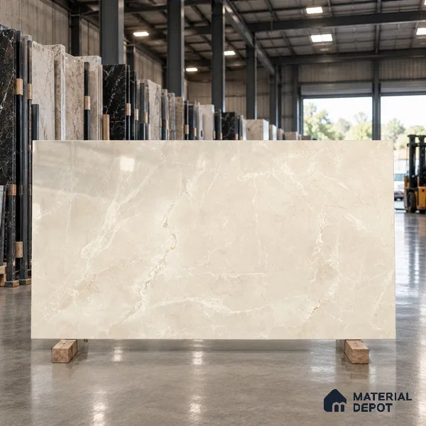 Marble Look Floor & Wall Tile TL 08088 C Alboran Beige Endless 6 ft x 4 ft Vitrified Glossy Finish - 9 mm | Adhesive and Spacers Must be Used During Installation