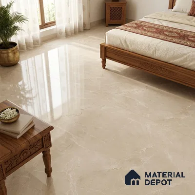 Marble Look Floor & Wall Tile TL 08088 C Alboran Beige Endless 6 ft x 4 ft Vitrified Glossy Finish - 9 mm | Adhesive and Spacers Must be Used During Installation