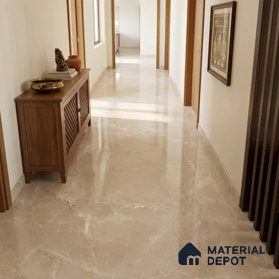 Marble Look Floor & Wall Tile TL 08088 C Alboran Beige Endless 6 ft x 4 ft Vitrified Glossy Finish - 9 mm | Adhesive and Spacers Must be Used During Installation