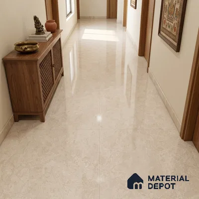 Marble Look Floor & Wall Tile TL 08089 C Bulgari Crema 6 ft x 4 ft Vitrified Glossy Finish - 9 mm | Adhesive and Spacers Must be Used During Installation