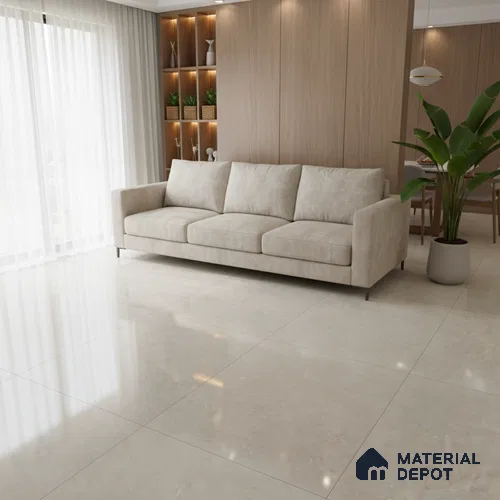 Marble Look Floor & Wall Tile TL 08089 Bulgari Crema 4 ft x 2 ft Vitrified Glossy Finish - 9 mm