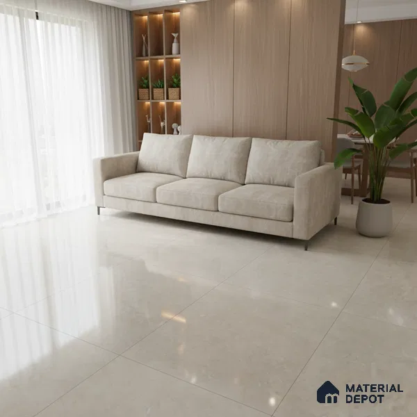 Marble Look Floor & Wall Tile TL 08089 Bulgari Crema 4 ft x 2 ft Vitrified Glossy Finish - 9 mm