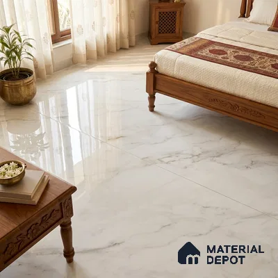 Marble Look Floor & Wall Tile TL 08090 B Calacatta Michael Endless 6 ft x 4 ft Vitrified Glossy Finish - 9 mm | Adhesive and Spacers Must be Used During Installation